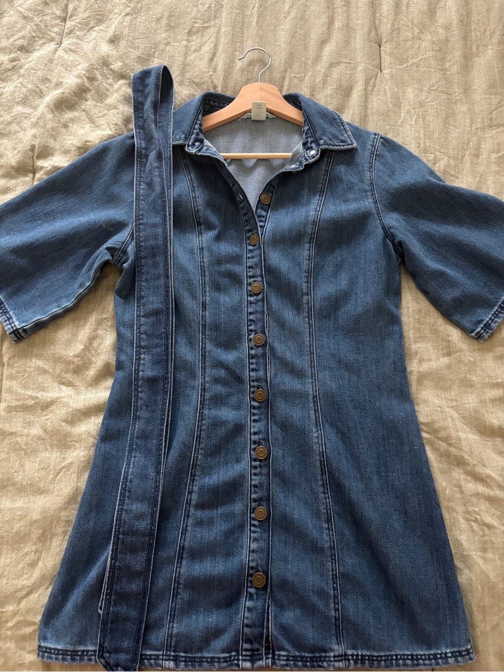 H&M Denim Button-Front Shirt Dress with Detachable Belt - Blue
